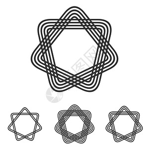 黑线恒星标志设计集条纹星星导航星号徽章产品理念公司用户多边形图片