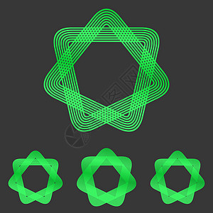 绿线恒星标志设计套件魔法同心七边形徽章金属条纹标识公司导航身份图片