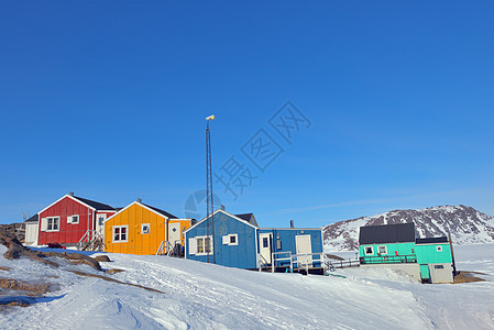 格陵兰丰富多彩的房屋房子小屋建筑旅行白色天空蓝色环境红色建筑学图片