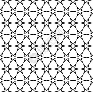 重复黑白恒星模式星星多边形网格编织纺织品设计艺术六边形图案印花图片