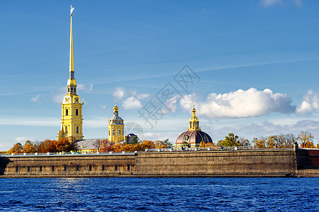 彼得和保罗堡垒 俄罗斯圣彼得堡艺术蓝色建筑学天空金子教会中心历史大教堂市中心图片