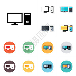 矢量桌面计算机图标黑色展示电子空白监视器办公室商业推介会互联网手机图片