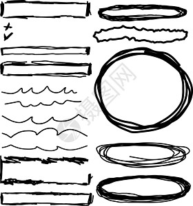 手画框架 线条和圆圈收集正方形铅笔边界刷子绘画手绘划痕中风涂鸦墨水图片