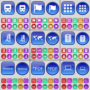 卡车 旗帜 应用程序 头发 环球 勘测 Webinar PDF 笔记本电脑 一大批多色按钮图片