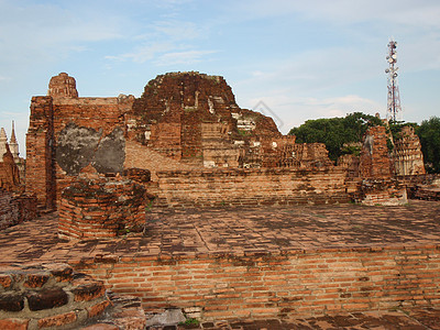 Ayutthaya历史公园废墟观光旅游旅行背景图片