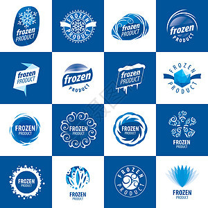 冷冻产品标识季节插图销售横幅温度雪花徽章食物蓝色购物背景图片