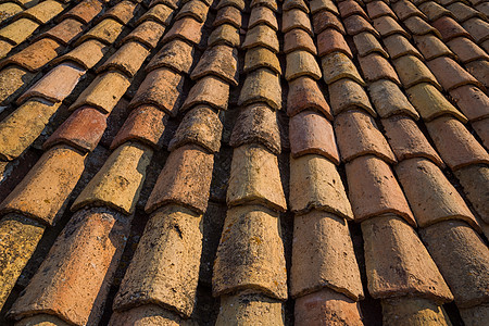克罗地亚杜布罗夫尼克的屋顶瓷砖橙子远足线条谷仓庇护所房子平行城堡黏土屋顶图片