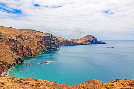 庞塔杜富拉多半岛踪迹山脉海岸波峰岩石远足海洋图片