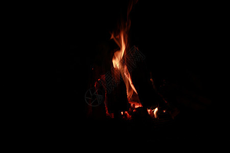 壁炉中裸露的火焰燃烧小屋黄色木头背景图片