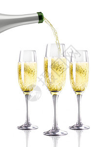 香槟瓶倒酒瓶子奢华酒精玻璃气泡长笛庆典图片