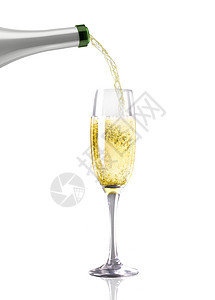 香槟瓶倒酒气泡玻璃瓶子酒精奢华长笛庆典图片