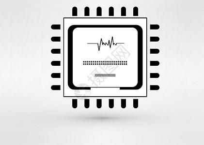 矢量 CPU 图标蓝色半导体电路母板芯片处理器插图硬件技术力量图片