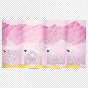 带有粉红色多边形网格的三重小册子模板光矢量设计 照片位置 彩色多边形 可编辑 亮度商业传单出版物文件夹打印样本杂志三角形嘲笑小样图片