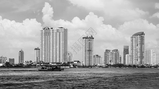 曼谷市风景漂浮市中心办公室建筑天空商业运输巡航首都旅行图片