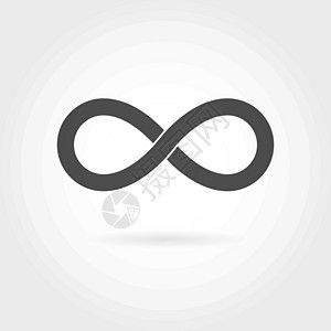 无限图标 白色上孤立的简单数学符号物理圆形环形运动圆圈标识宇宙商业徽章艺术图片