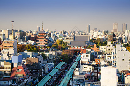 东京浅usa的Senso-ji寺空中观察图片