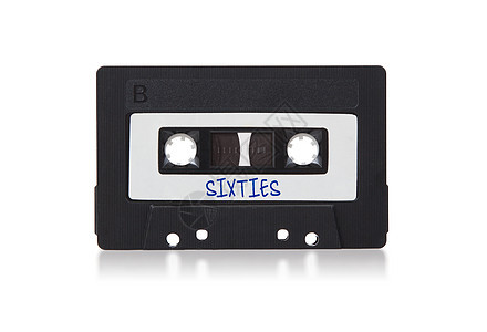白色背景上隔绝的古老录音磁带袖珍空白贮存录音机数据塑料音响记录立体声技术图片