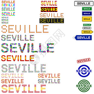 Seville(塞维利亚)文本设计套件插画