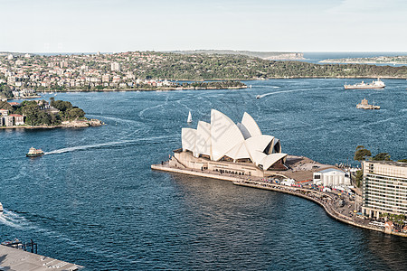 水城市SYDNEY  2015年10月12日 象形悉尼歌剧院地标港口旅行全景房子市中心城市天际建筑建筑学背景