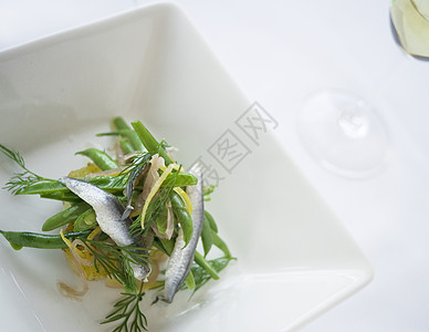 沙丁沙拉营养佳肴厨师食物维生素鳀鱼沙拉美味豆子白色图片