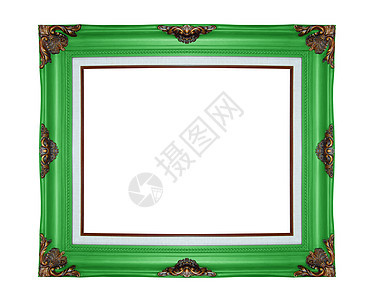 白色背景上孤立的经典木木板框架雕刻手工艺术木头古董相框照片工艺礼物装饰品图片