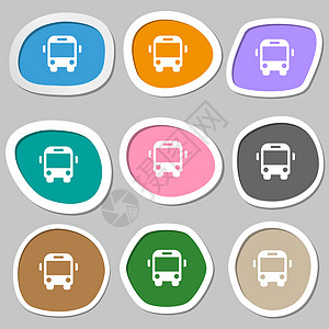 公交车图标符号 多色纸贴纸图片