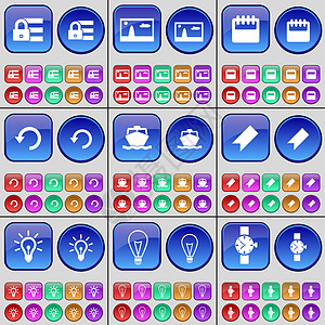 锁定 图片 日历 重新装入 船 标记 灯泡 怀特手表 一大批多色按钮图片