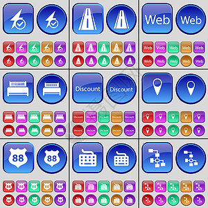 Flash 道路 Web 床 折扣 检查站 徽章 键盘 网络 一大套多色按钮图片