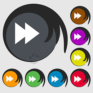 多媒体符号图标 玩家导航符号 八个彩色按钮上的符号创造力互联网插图视频圆圈手表令牌电影技术标签图片