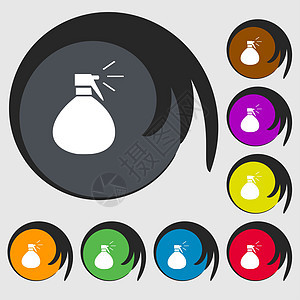 水图标符号的塑料喷雾 8个彩色按钮上的符号图片