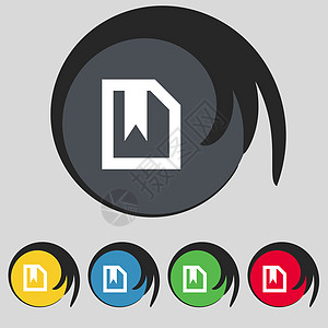 书签图标符号 五个有色按钮上的符号百科出版物笔记本阅读文学学校全书学习插图文档图片