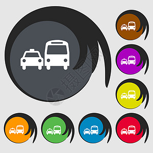 计程车图标符号 8个彩色按钮上的符号图片