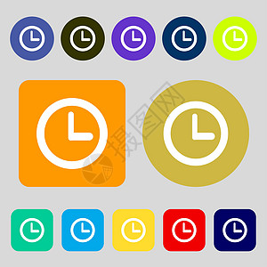 时钟符号图标 机械钟符号 12色按钮 平面设计图片