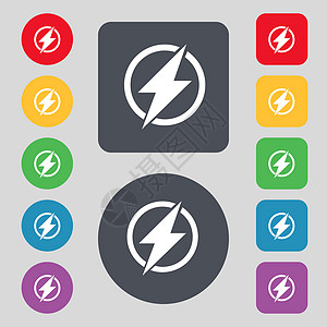 照片闪光符号图标 闪电符号 彩色按钮收费活力质量力量插图令牌创造力标签电气徽章图片