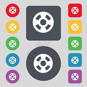 胶片图标符号 一组有12色按钮 设计平坦记板剧院幻灯片摄影相机电影网络屏幕电视运动背景图片