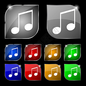 音符 音乐 铃声图标符号 一组十色调的扣子列表软件音乐播放器互联网蒸汽吉他旋律信号收音机电话图片