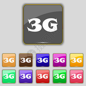 3G 符号图标 移动电信技术符号 一组彩色按钮插图令牌邮票互联网徽章电话数据质量标签标准背景图片