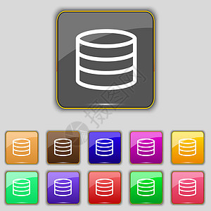 硬盘和数据库图标符号 设置为您网站的11个彩色按钮安全记忆服务器托管贮存硬件商业互联网金属光盘图片