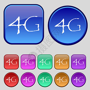 4G 符号图标 移动电信技术符号 一组彩色按钮邮票标准插图质量边界数据框架标签互联网徽章背景图片