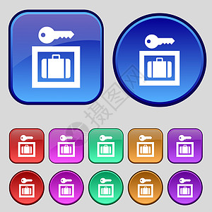 行李存储图标符号 一套12个旧按钮 用于设计设计图片