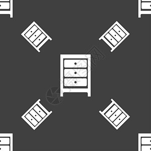 夜幕图标符号 灰色背景上的无缝图案风格床头柜贮存界面书架收藏家具装饰桌子木头图片