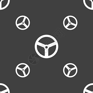 方向盘图标符号 灰色背景上的无缝图案学校汽车运输驾驶艺术司机控制车轮车辆图片