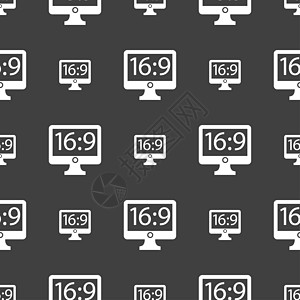 宽屏幕 tv 图标符号 灰色背景上的无缝模式宽屏质量监视器插图电视按钮标签创造力徽章电脑图片