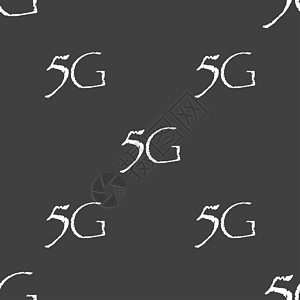 5G 符号图标 移动电信技术符号 灰色背景无缝模式 等等边界标签按钮数据令牌框架互联网邮票质量标准图片