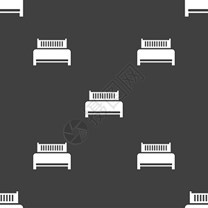 酒店 床图标标志 灰色背景的无缝图案插图假期医院网络按钮汽车房间旅游旅行旅馆背景图片