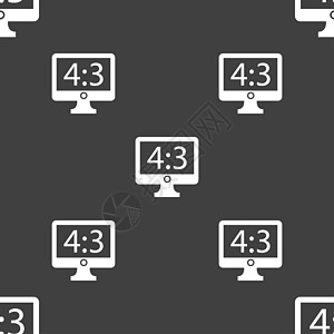 宽屏幕 tv 图标符号 灰色背景上的无缝模式丝带令牌电视横幅比率监视器展示插图电脑质量图片
