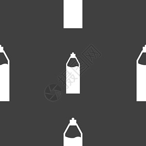 有饮料图标符号的塑料瓶 灰色背景上的无缝模式瓶子瓶装玻璃按钮茶点矿物可乐果汁图片