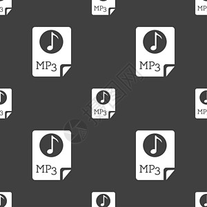 音频 MP3 文件图标符号 灰色背景上的无缝模式表格格式插图互联网音乐界面电子用户黑色电脑图片