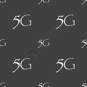 5G 符号图标 移动电信技术符号 灰色背景无缝模式 等等互联网质量令牌标签标准框架插图数据按钮边界图片