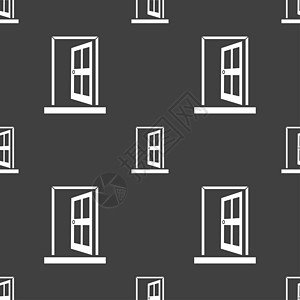 门 输入或退出图标符号 在灰色背景上无缝模式创造力质量徽章框架房子插图入口按钮房间标签图片